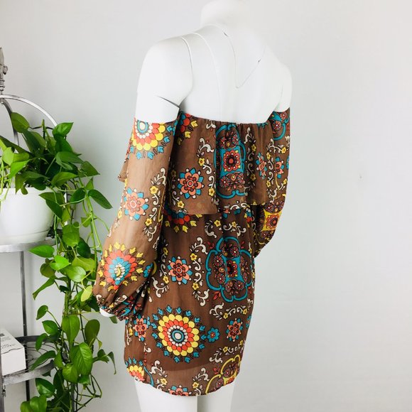 Judith March Anthropologie bohemian off-shoulder mini dress S - Picture 4 of 6